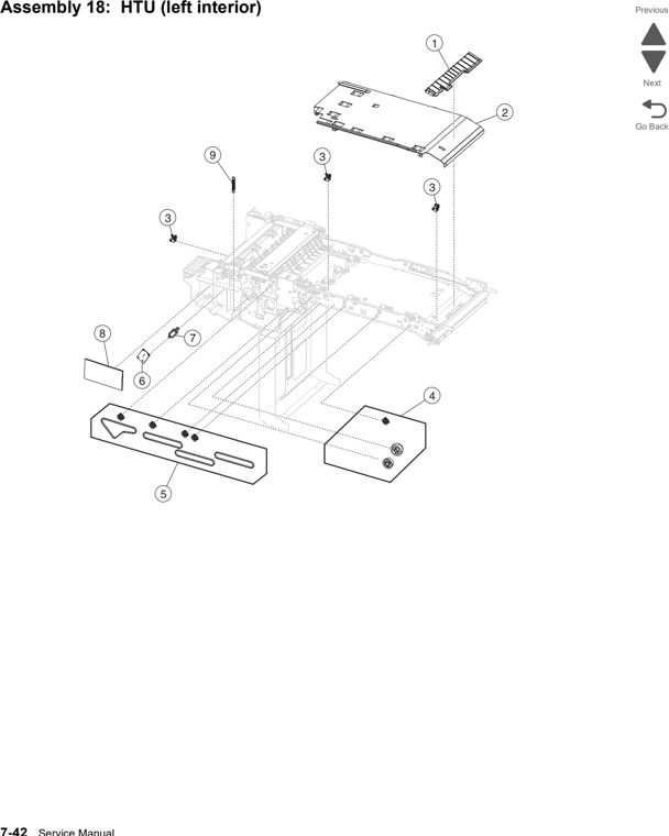 Assembly 18: HTU (left interior) parts diagram - Lexmark C792 (c792 c795 cs796 cs797 cs798 cs799) Parts