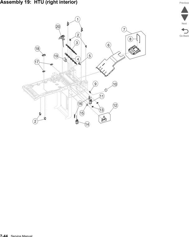 Assembly 19: HTU (right interior) parts diagram - Lexmark C792 (c792 c795 cs796 cs797 cs798 cs799) Parts