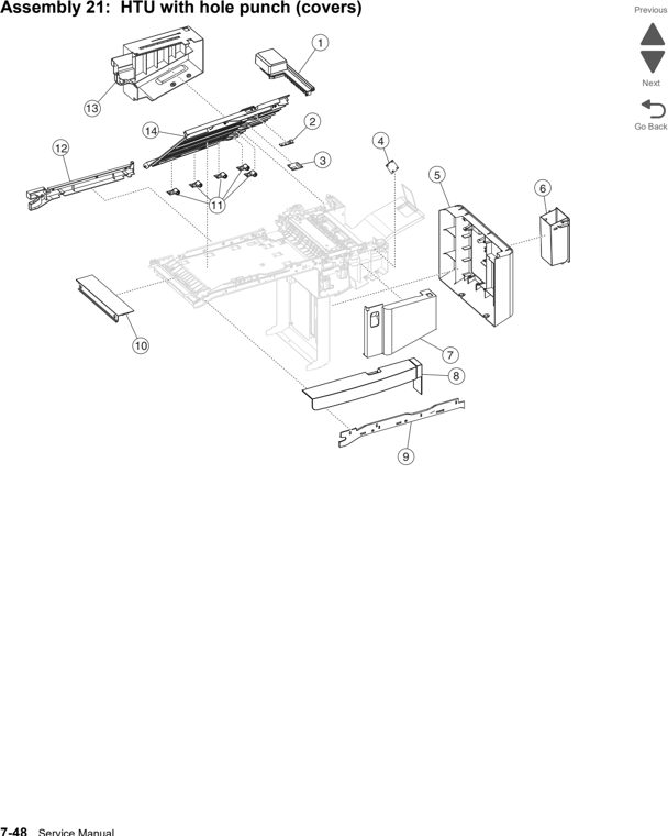 Assembly 21: HTU with hole punch (covers) parts diagram - Lexmark C792 (c792 c795 cs796 cs797 cs798 cs799) Parts