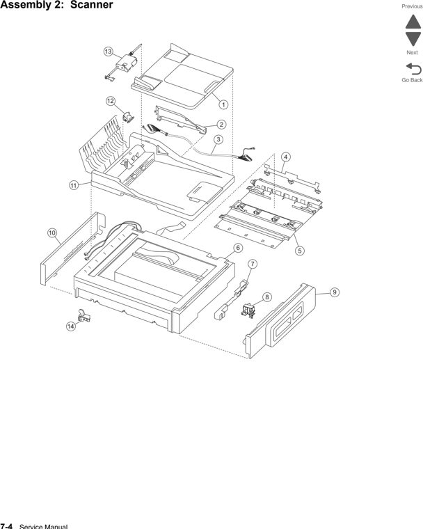 Assembly 2: Scanner parts diagram - Lexmark X548 Parts