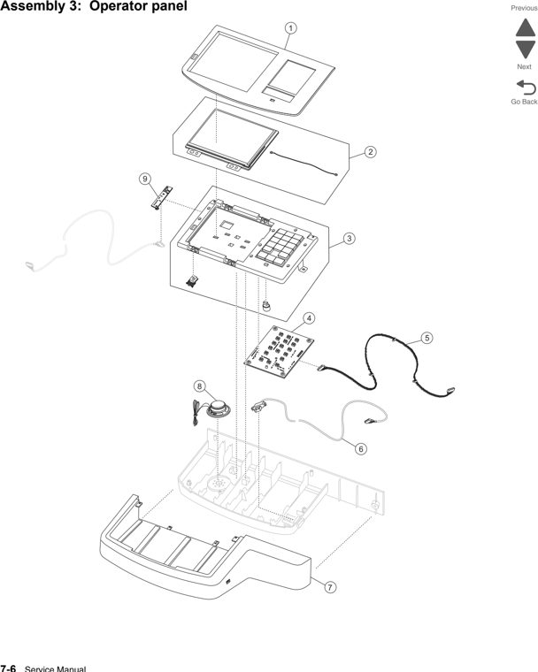 Assembly 3: Operator panel parts diagram - Lexmark X548 Parts
