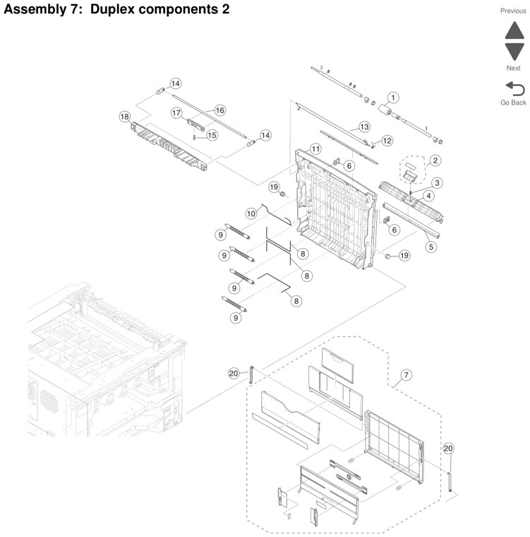 Assembly 8: Paper exit parts diagram - Lexmark X925 Parts