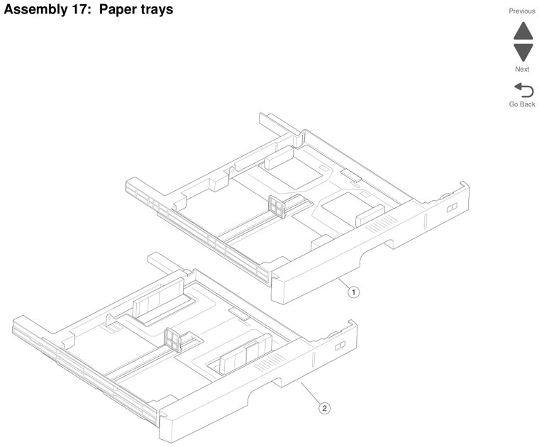 Assembly 17: Paper trays parts diagram - Lexmark X925 Parts