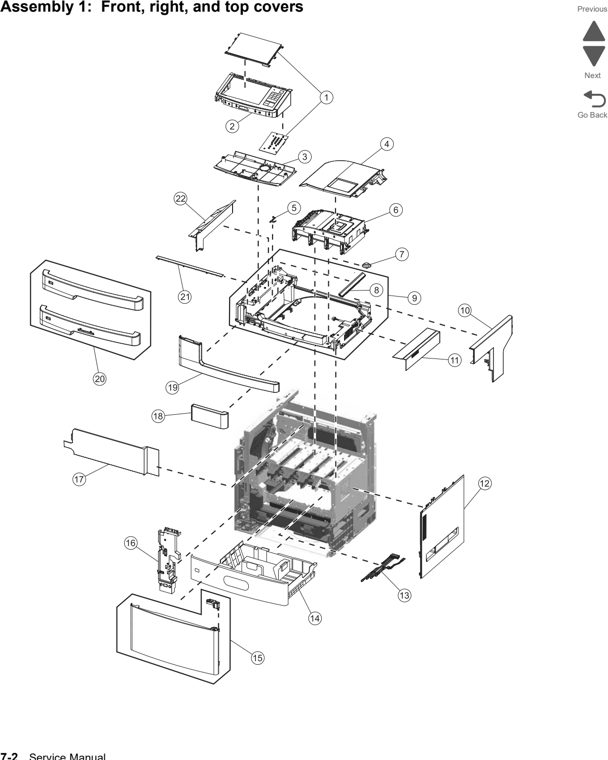 Assembly 1: Front, right, and top covers parts diagram - Lexmark x792 xs792 x795 xs795 x796 xs796-Parts
