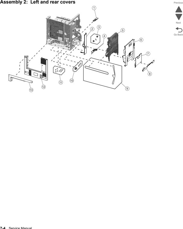 Assembly 2: Left and rear covers parts diagram - Lexmark x792 xs792 x795 xs795 x796 xs796-Parts
