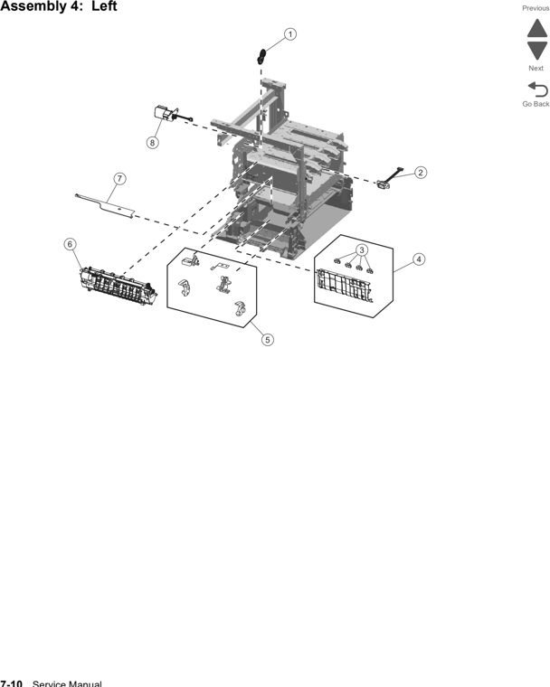 Assembly 4: Left parts diagram - Lexmark x792 xs792 x795 xs795 x796 xs796-Parts