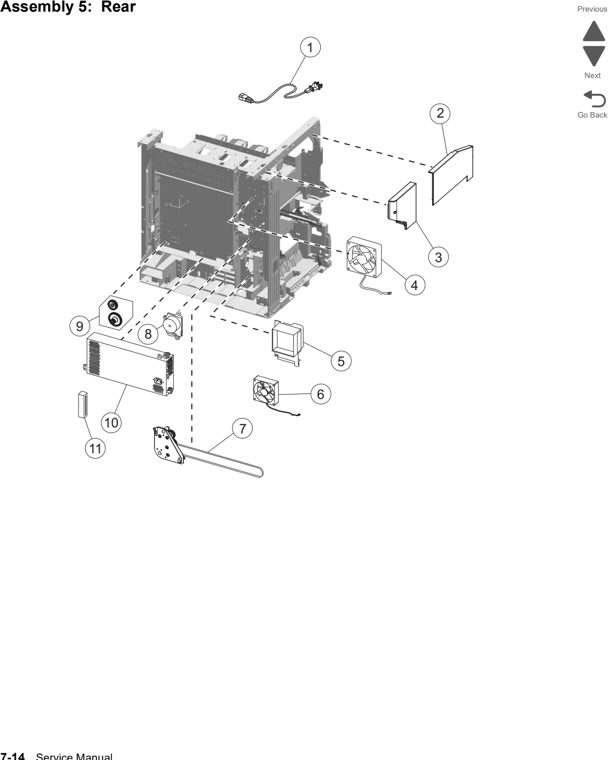 Assembly 5: Rear parts diagram - Lexmark x792 xs792 x795 xs795 x796 xs796-Parts