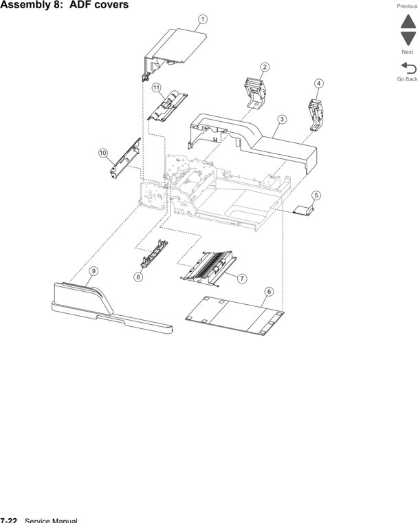 Assembly 8: ADF covers parts diagram - Lexmark x792 xs792 x795 xs795 x796 xs796-Parts