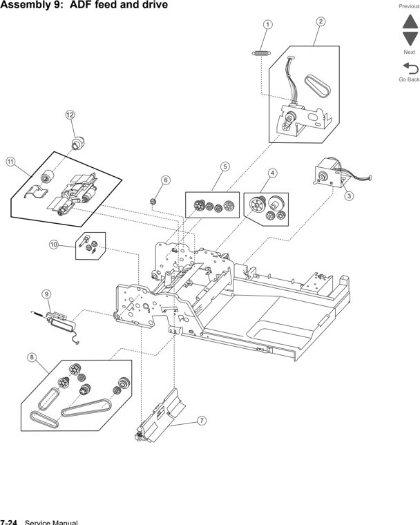 Assembly 9: ADF feed and drive parts diagram - Lexmark x792 xs792 x795 xs795 x796 xs796-Parts
