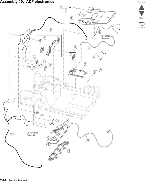 Assembly 10: ADF electronics parts diagram - Lexmark x792 xs792 x795 xs795 x796 xs796-Parts