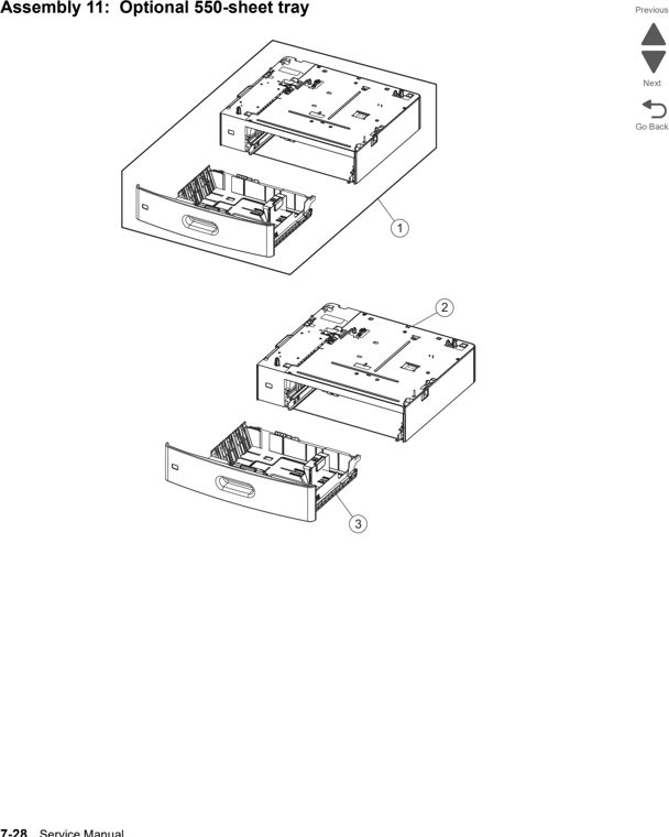 Assembly 11: Optional 550-sheet tray parts diagram - Lexmark x792 xs792 x795 xs795 x796 xs796-Parts