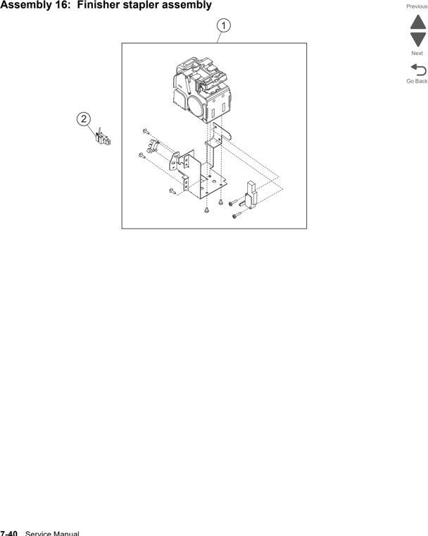 Assembly 16: Finisher stapler assembly parts diagram - Lexmark x792 xs792 x795 xs795 x796 xs796-Parts