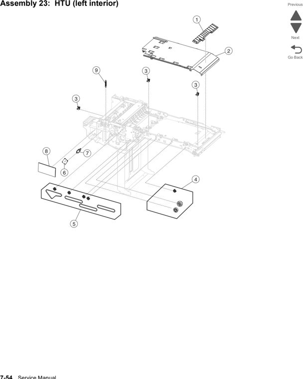 Assembly 23: HTU (left interior) parts diagram - Lexmark x792 xs792 x795 xs795 x796 xs796-Parts