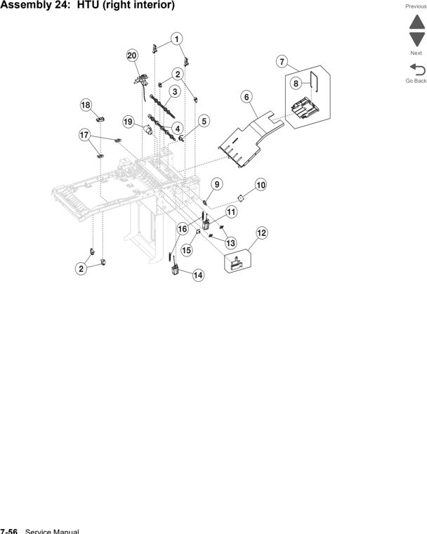 Assembly 24: HTU (right interior) parts diagram - Lexmark x792 xs792 x795 xs795 x796 xs796-Parts