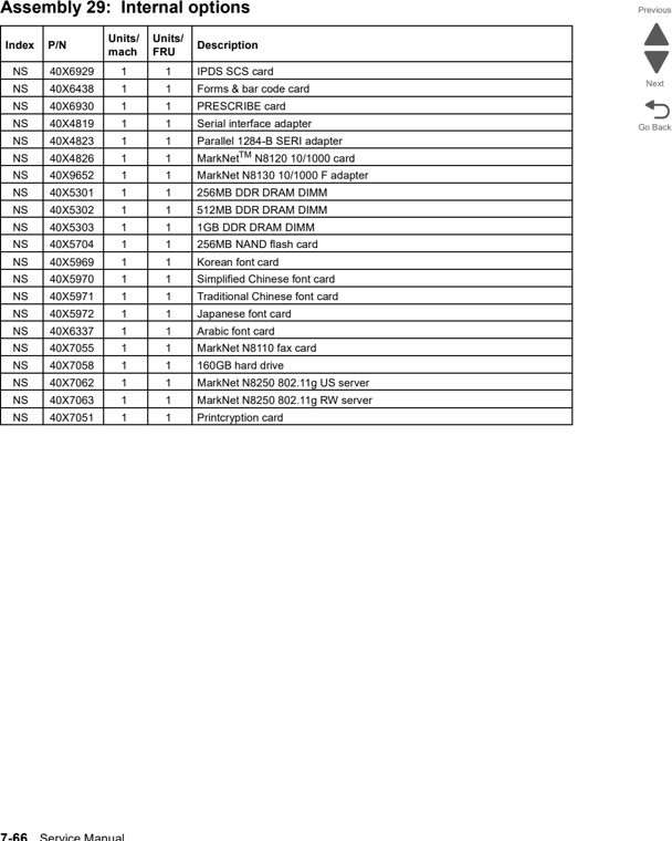 Assembly 29: Internal options parts diagram - Lexmark x792 xs792 x795 xs795 x796 xs796-Parts