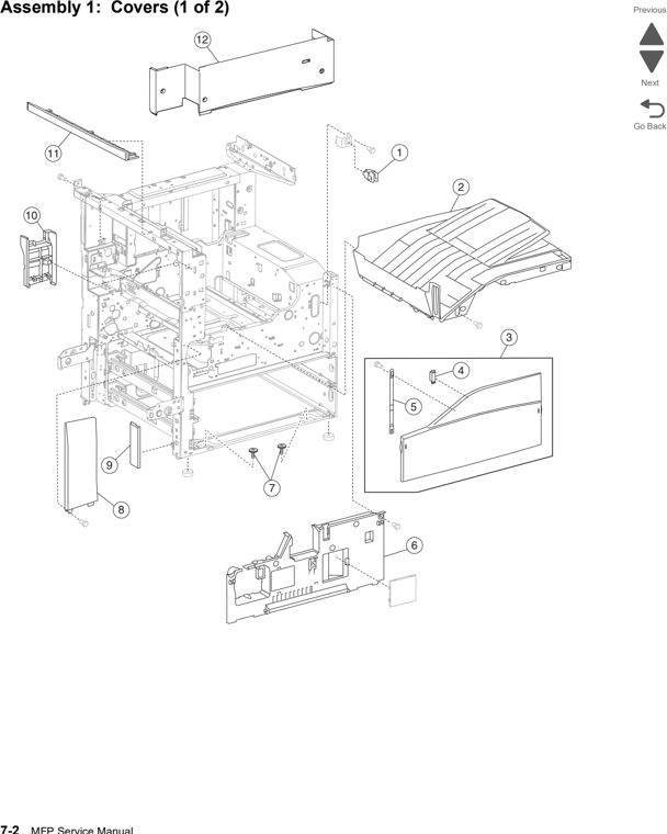 Assembly 1: Covers (1 of 2) parts diagram - Lexmark X860de, X862de, and X864de Parts