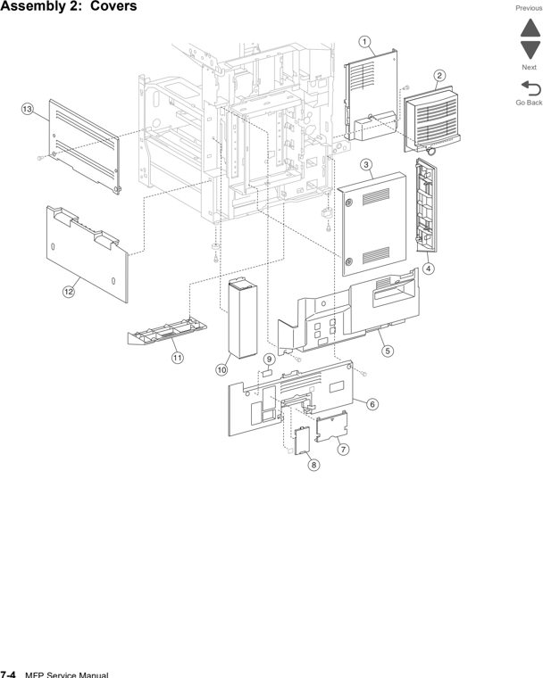Assembly 2: Covers parts diagram - Lexmark X860de, X862de, and X864de Parts