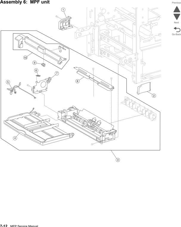 Assembly 6: MPF unit parts diagram - Lexmark X860de, X862de, and X864de Parts