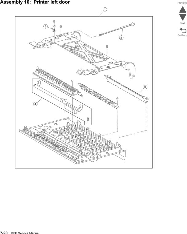 Assembly 10: Printer left door parts diagram - Lexmark X860de, X862de, and X864de Parts