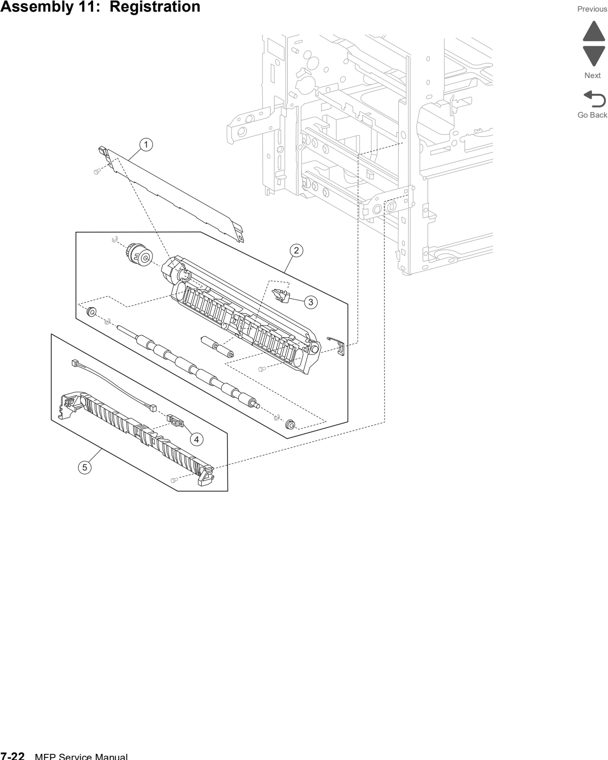 Assembly 11: Registration parts diagram - Lexmark X860de, X862de, and X864de Parts
