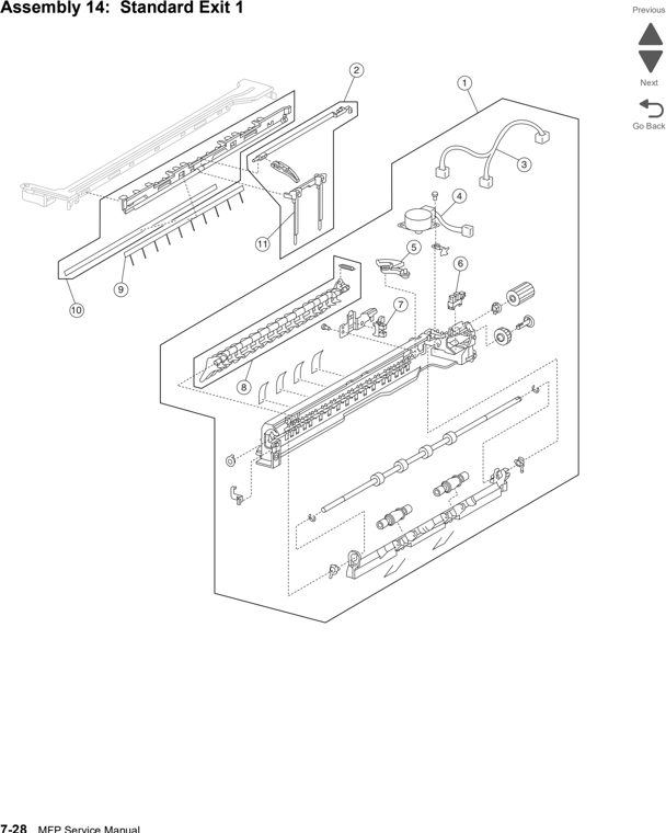 Assembly 14: Standard Exit 1 parts diagram - Lexmark X860de, X862de, and X864de Parts