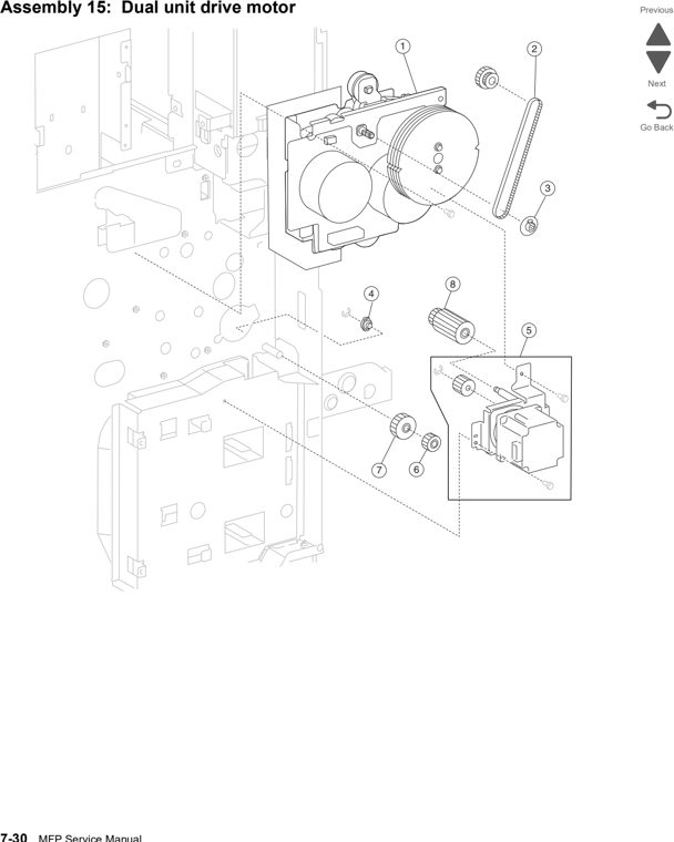 Assembly 15: Dual unit drive motor parts diagram - Lexmark X860de, X862de, and X864de Parts