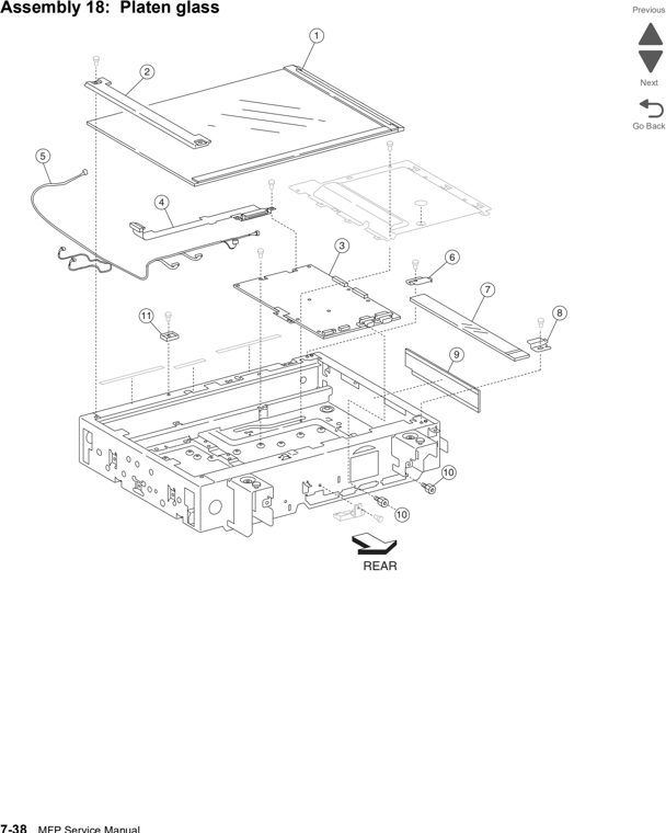 Assembly 18: Platen glass parts diagram - Lexmark X860de, X862de, and X864de Parts