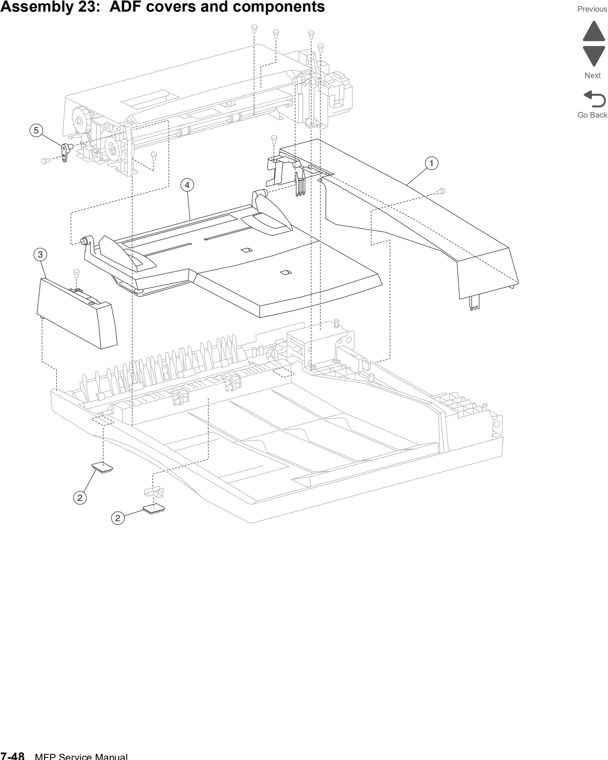 Assembly 23: ADF covers and components parts diagram - Lexmark X860de, X862de, and X864de Parts