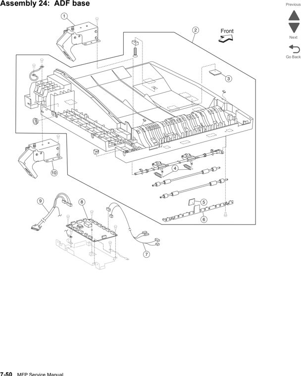 Assembly 24: ADF base parts diagram - Lexmark X860de, X862de, and X864de Parts