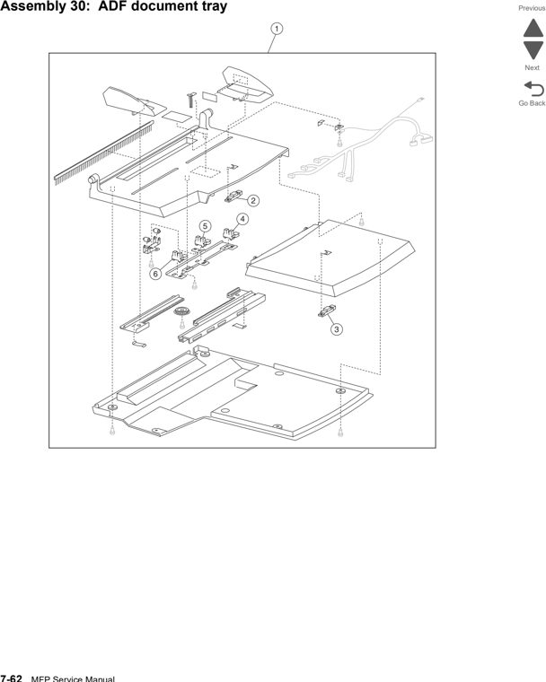Assembly 30: ADF document tray parts diagram - Lexmark X860de, X862de, and X864de Parts