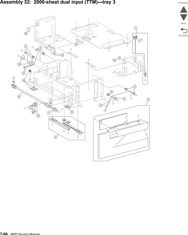 Assembly 32: 2000-sheet dual input (TTM)—tray 3 parts diagram - Lexmark X860de, X862de, and X864de Parts