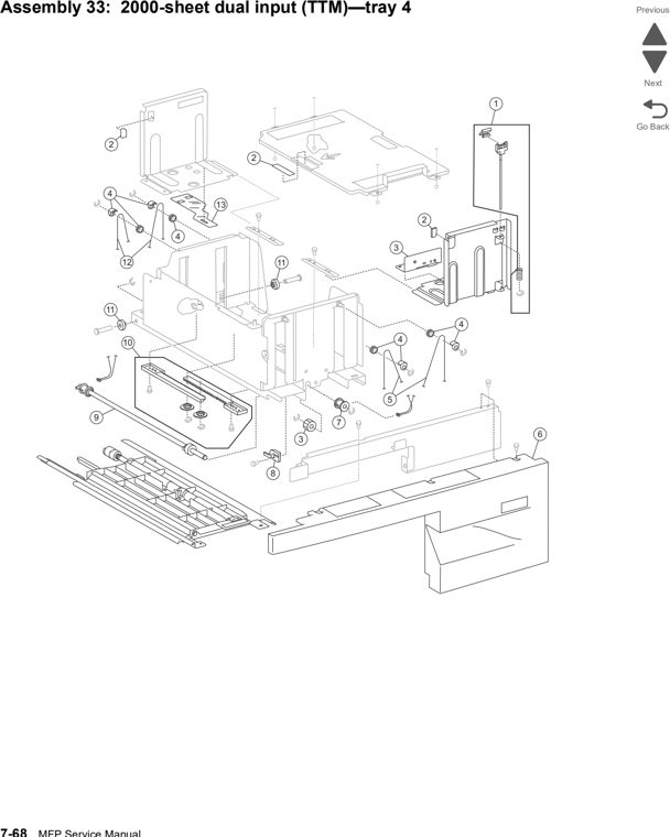 Assembly 33: 2000-sheet dual input (TTM)—tray 4 parts diagram - Lexmark X860de, X862de, and X864de Parts