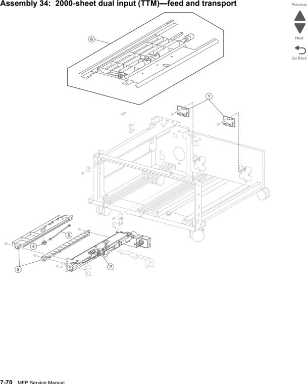 Assembly 34: 2000-sheet dual input (TTM)—feed and transport parts diagram - Lexmark X860de, X862de, and X864de Parts