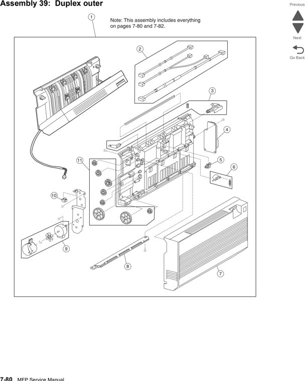 Assembly 39: Duplex outer parts diagram - Lexmark X860de, X862de, and X864de Parts
