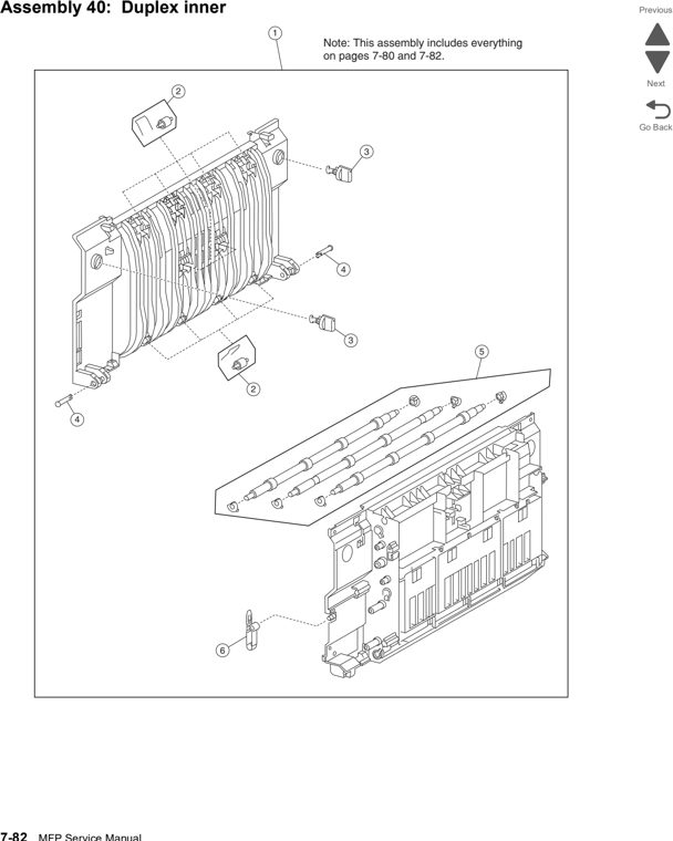 Assembly 40: Duplex inner parts diagram - Lexmark X860de, X862de, and X864de Parts