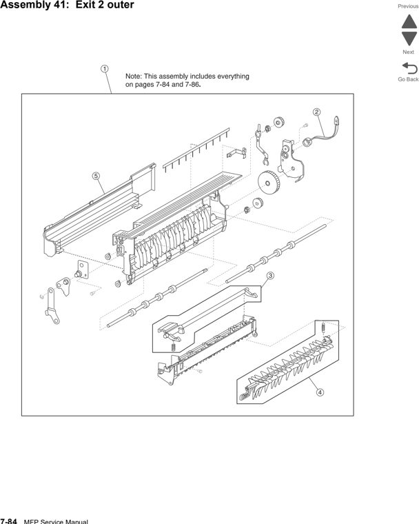 Assembly 41: Exit 2 outer parts diagram - Lexmark X860de, X862de, and X864de Parts