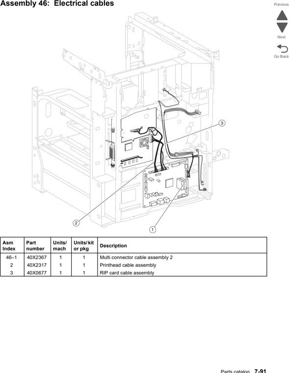 Assembly 46: Electrical cables parts diagram - Lexmark X860de, X862de, and X864de Parts
