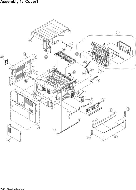 Assembly 1: Cover 1 parts diagram - Lexmark C925 Parts