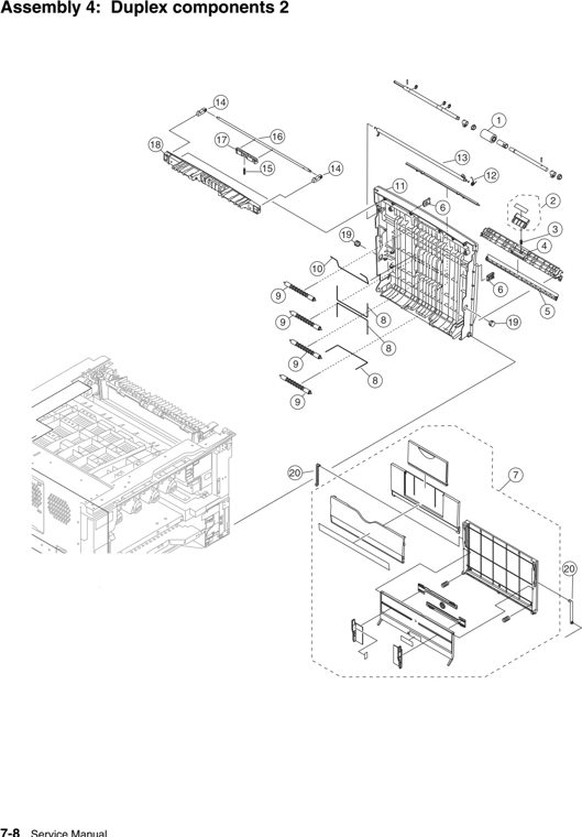 Assembly 4: Duplex components 2t parts diagram - Lexmark C925 Parts