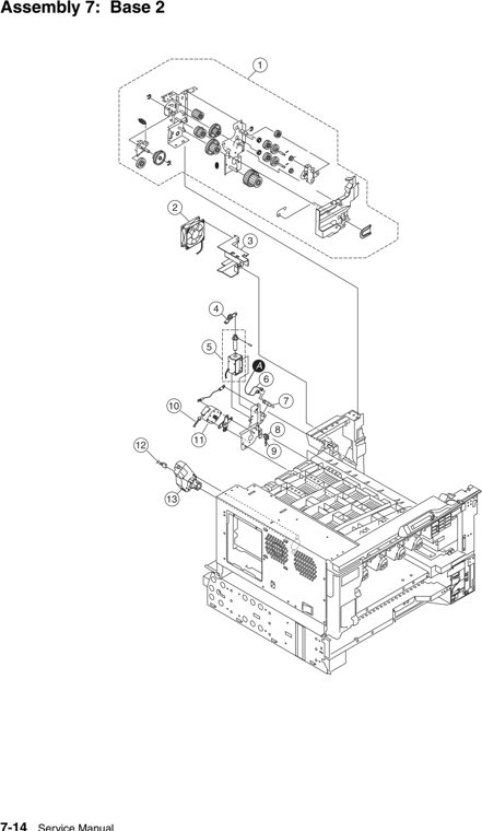 Assembly 7: Base 2 parts diagram - Lexmark C925 Parts