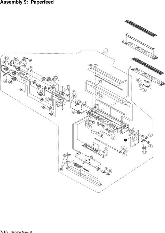 Assembly 9: Paper feed parts diagram - Lexmark C925 Parts