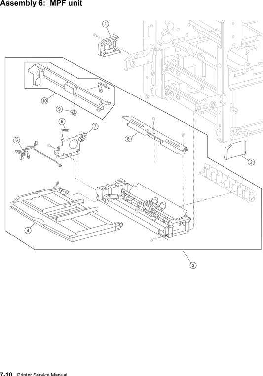 Assembly 6: MPF unit parts diagram - Lexmark W850 Parts