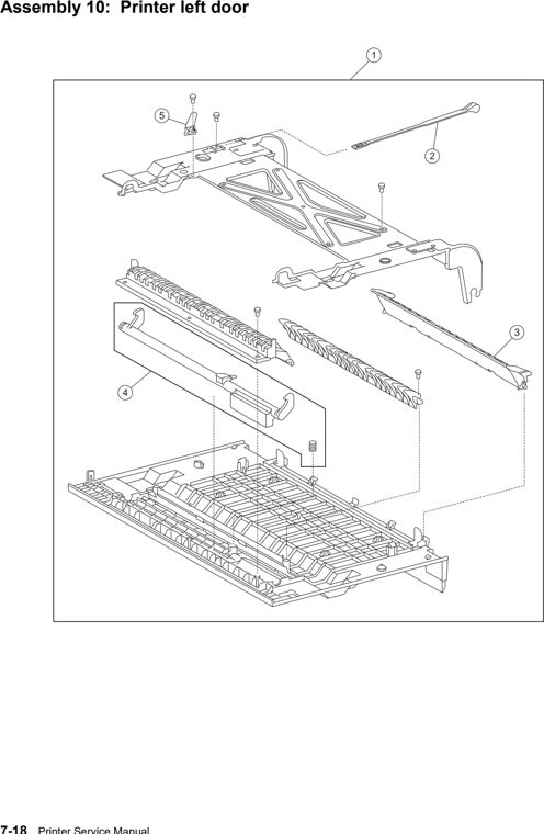Assembly 10: Printer left door parts diagram - Lexmark W850 Parts
