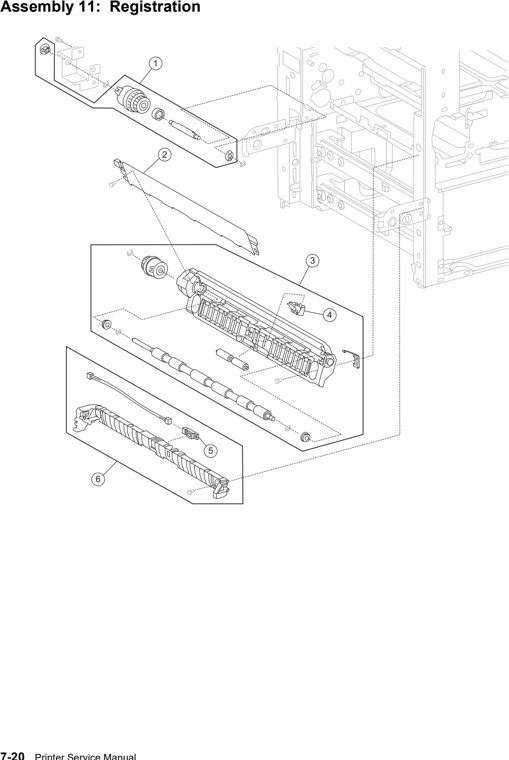 Assembly 11: Registration parts diagram - Lexmark W850 Parts
