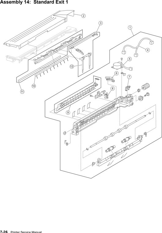 Assembly 14: Standard Exit 1 parts diagram - Lexmark W850 Parts