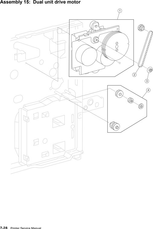 Assembly 15: Dual unit drive motor parts diagram - Lexmark W850 Parts
