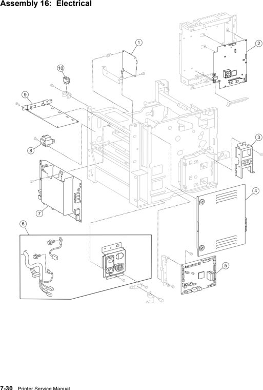 Assembly 16: Electrical parts diagram - Lexmark W850 Parts