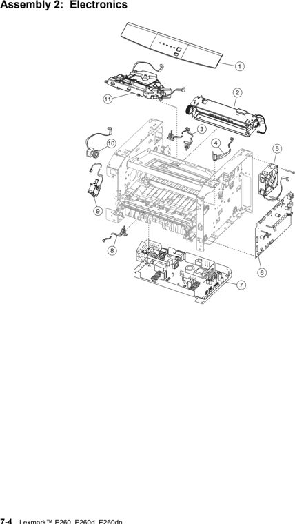 Assembly 2: Electronics parts diagram - Lexmark E260 Parts