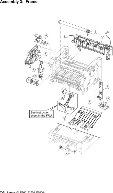 Assembly 3: Frame parts diagram - Lexmark E260 Parts