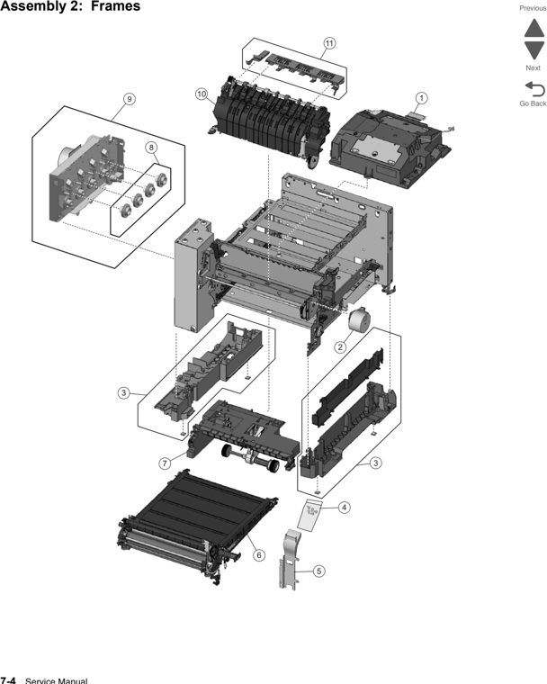 Assembly 2: Frames parts diagram - Lexmark C546 Parts